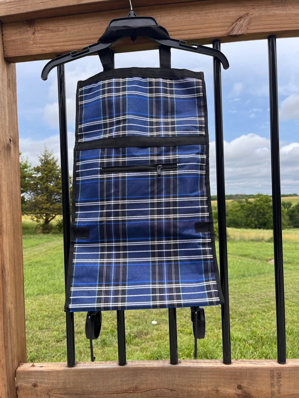 Blue Plaid Folding Organizer with wheels